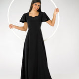 Kimberly Sweetheart Neck Flutter Sleeve Dress