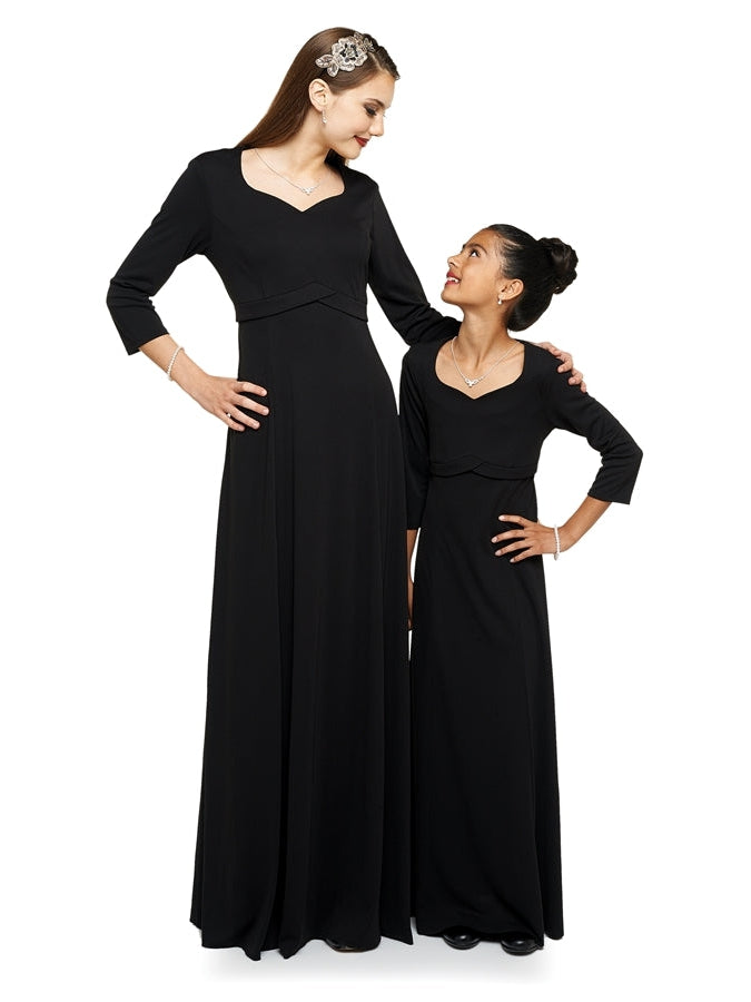 black choir dresses Ladies' Long Black Short-sleeved Dresses Sizes 00/0/2/4 Formal/Choir/Band/Orch