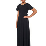 Jenna High Scoop Neck, Flutter Sleeve Dress