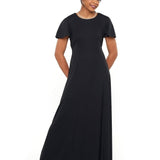 Jenna High Scoop Neck, Flutter Sleeve Dress