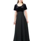 Julia Velvet Scoop Neck, Short Sleeve Dress