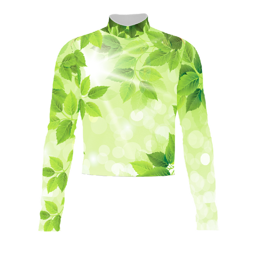 Marching Band Flow Flex Performance Top G091 with green leaf-inspired design and long sleeves