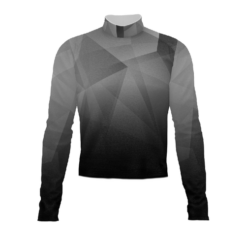 Marching Band Flow Flex Performance Top G095 featuring a black and grey geometric design with long sleeves