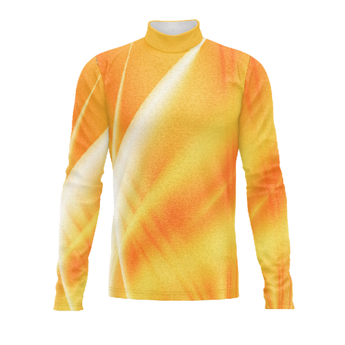 Marching Band Flow Flex Performance Top G096 with long sleeves and high-neck design in yellow and orange gradient pattern
