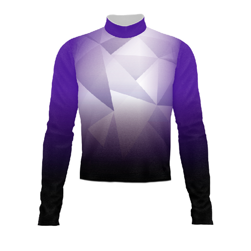 Marching Band Flow Flex Performance Top G101 featuring long-sleeve uniform top with purple geometric gradient design
