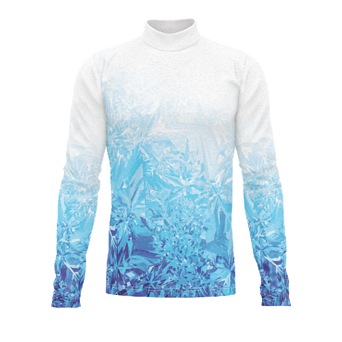 Marching Band Flow Flex Performance Top G109 with long sleeves and blue gradient geometric design