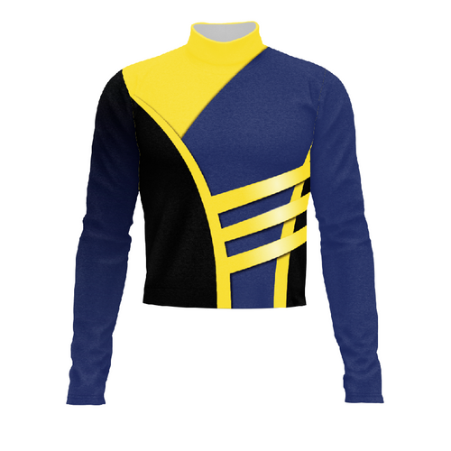 Marching band Flow Flex performance top G110 with long sleeves, ergonomic color-blocked design for mobility and stage performance