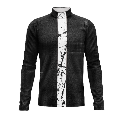 Marching Band Flow Flex Performance Top G118 featuring a black long-sleeve design with contrasting vertical center stripe and athletic fitted silhouette