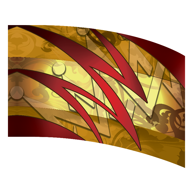Abstract design with red and gold elements on a white background