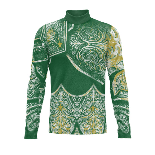 Green patterned long-sleeve shirt on a white background