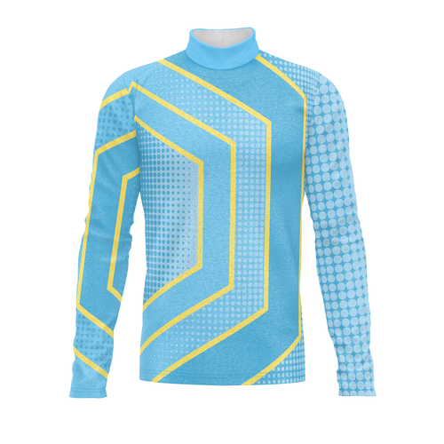Marching Band Flow Flex Performance Top G083.2 with long sleeves and high-neck design, light blue performance uniform for marching band
