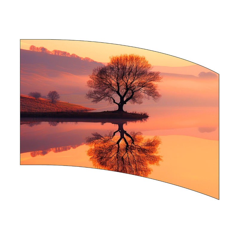Tree reflected in water with a sunset sky