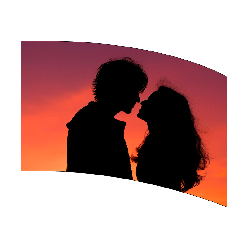 Silhouette of a couple against a colorful sunset background