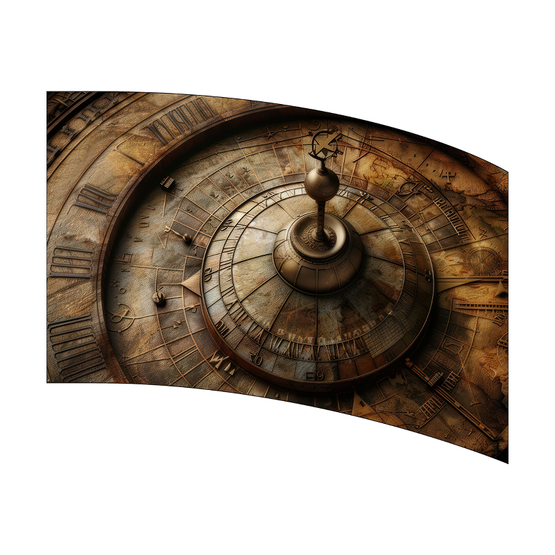Vintage-style astrolabe on a white background
