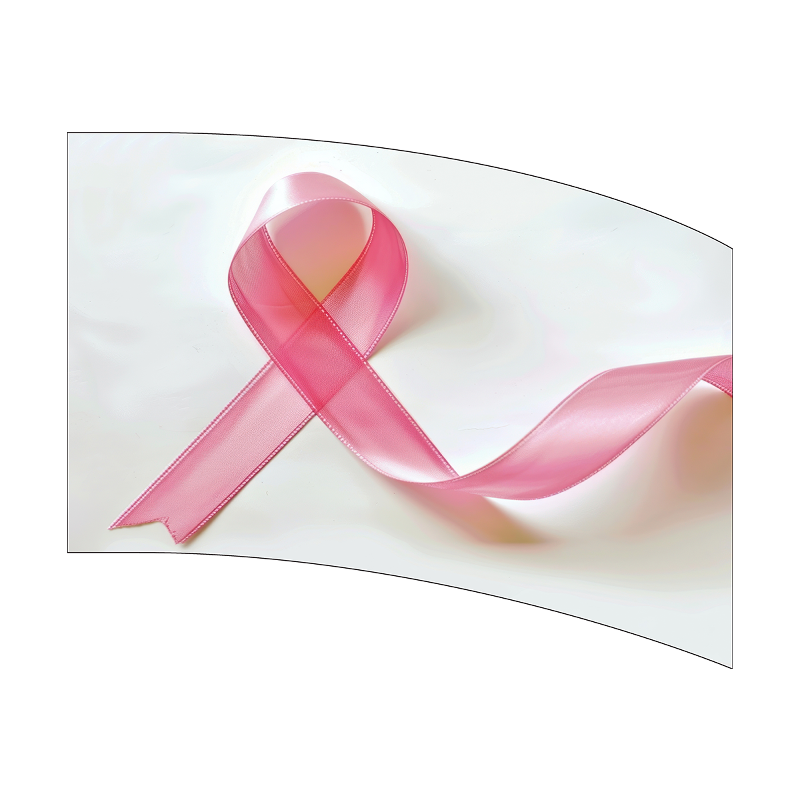 Pink ribbon on a white background