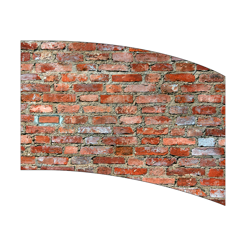 Section of a brick wall with a white background