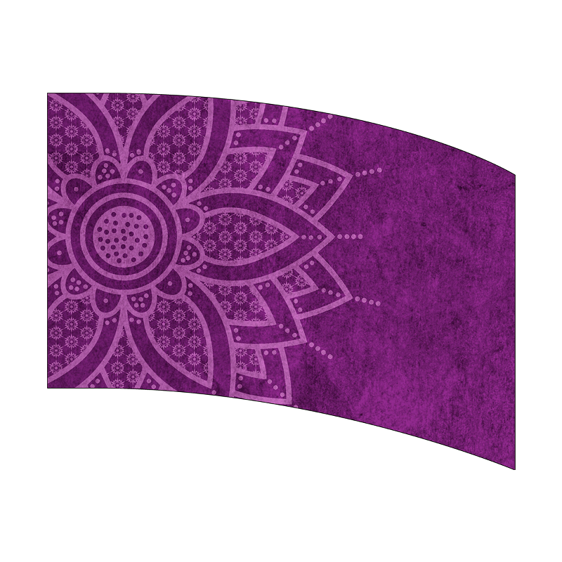 Purple decorative mat with a floral pattern on a white background