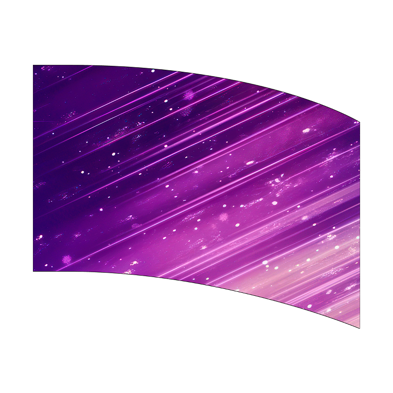 Curved screen with a purple and pink gradient design on a white background