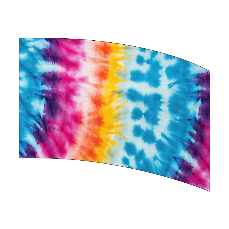 Colorful tie-dye pattern on a white background