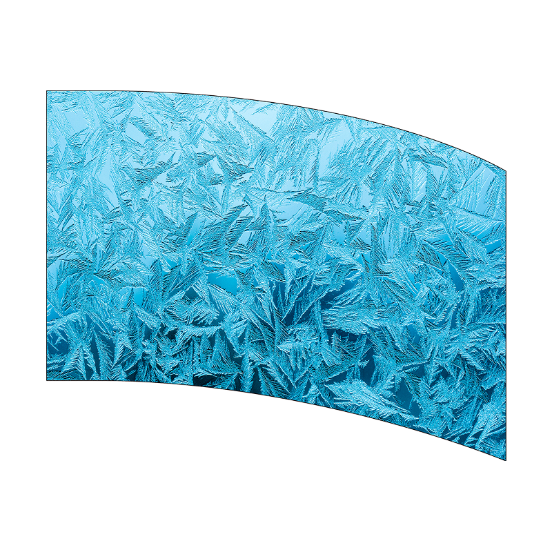 Blue frosted glass panel on a white background