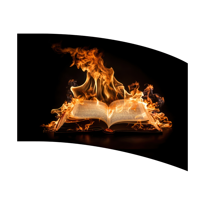 Flaming book on a black background
