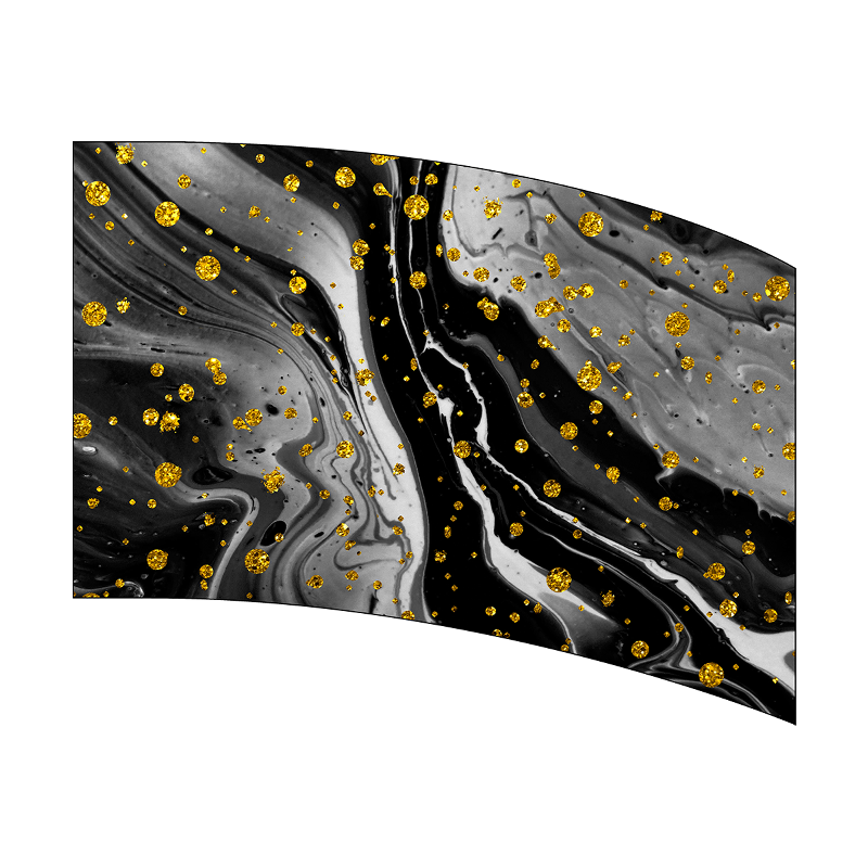 Abstract design with gold specks on a black, gray, and white background