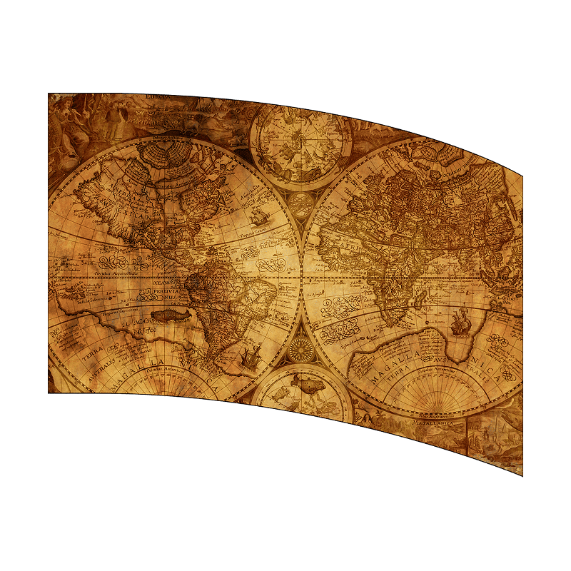 Vintage-style world map on a white background