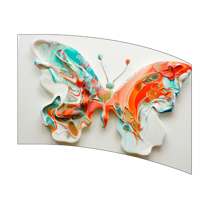 Colorful butterfly-shaped object on a white background