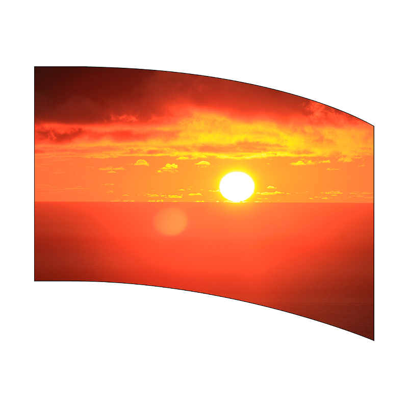 Sunset with a curved horizon on a white background