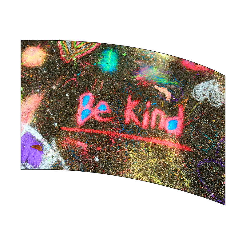 Colorful surface with 'Be kind' text