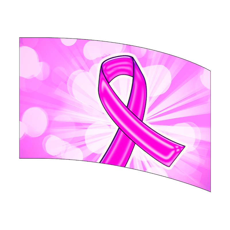Pink breast cancer awareness ribbon on a pink and white abstract background