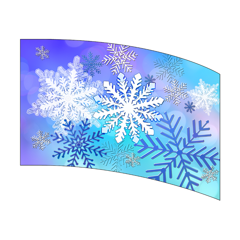 Decorative paper cup with snowflake design on a blue and purple gradient background