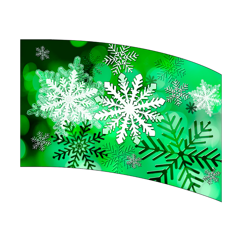 Decorative paper with snowflakes on a green background