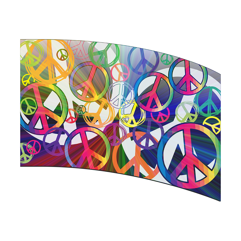 Colorful peace symbol design on a white background