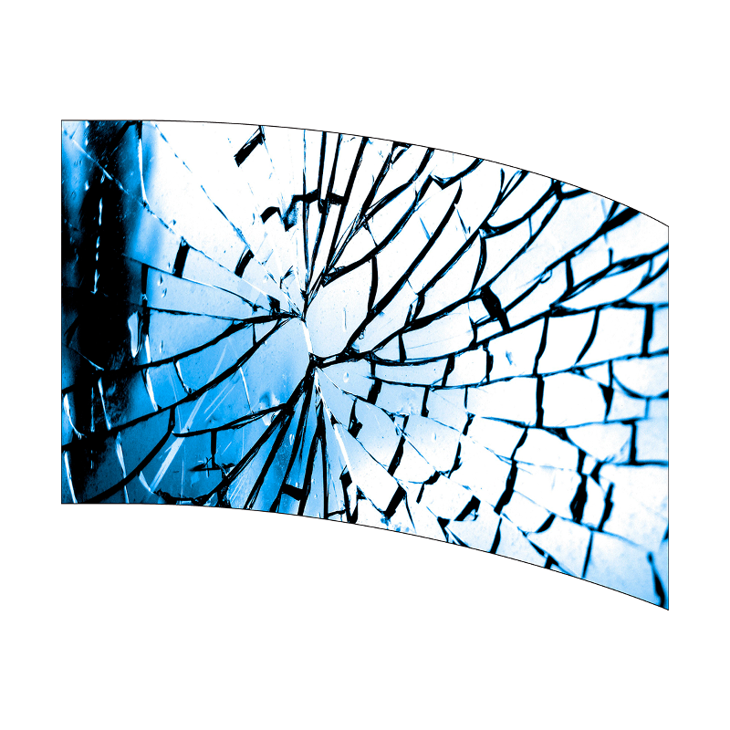 Shattered glass pattern on a curved surface