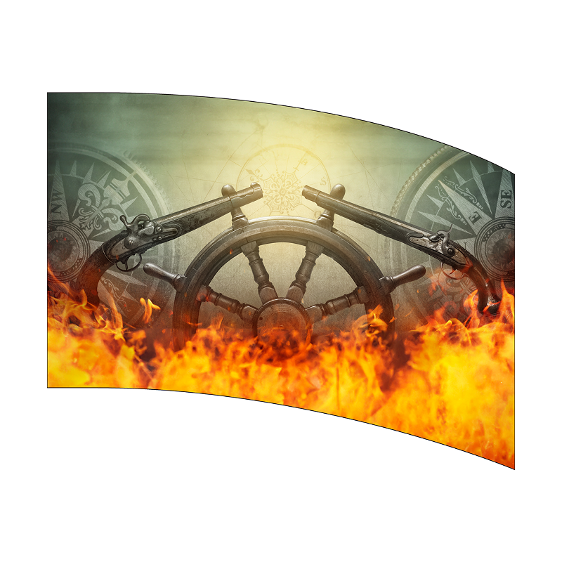PGF170-PiratePistols with a ship's wheel and cannons on fire, featuring a compass design.