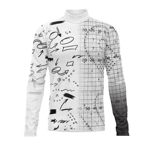 A black and white long-sleeved Flow Flex Top G242 with a geometric pattern design, displayed on a plain background.