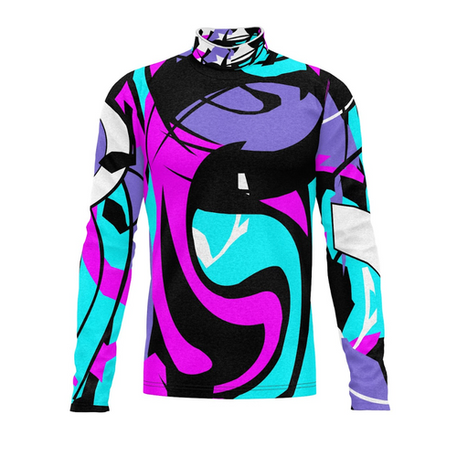 A digital print of a Flow Flex Top G288 featuring an abstract pattern with vibrant colors.