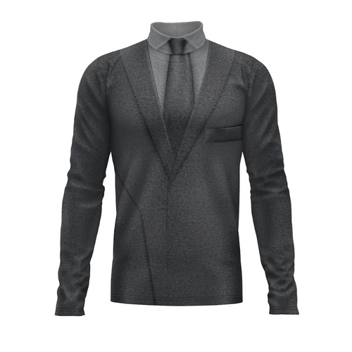 A digital print of a gray Flow Flex Top G338, which appears to be a performance uniform for indoor and outdoor activities.