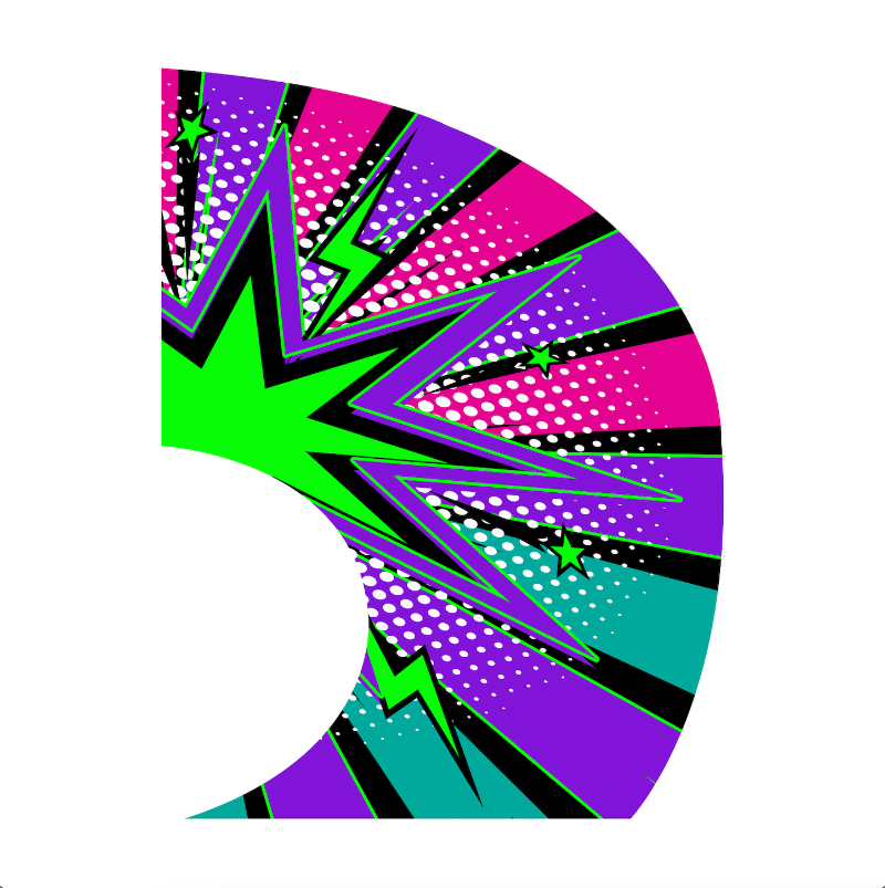 Colorful abstract design with geometric shapes on a white background