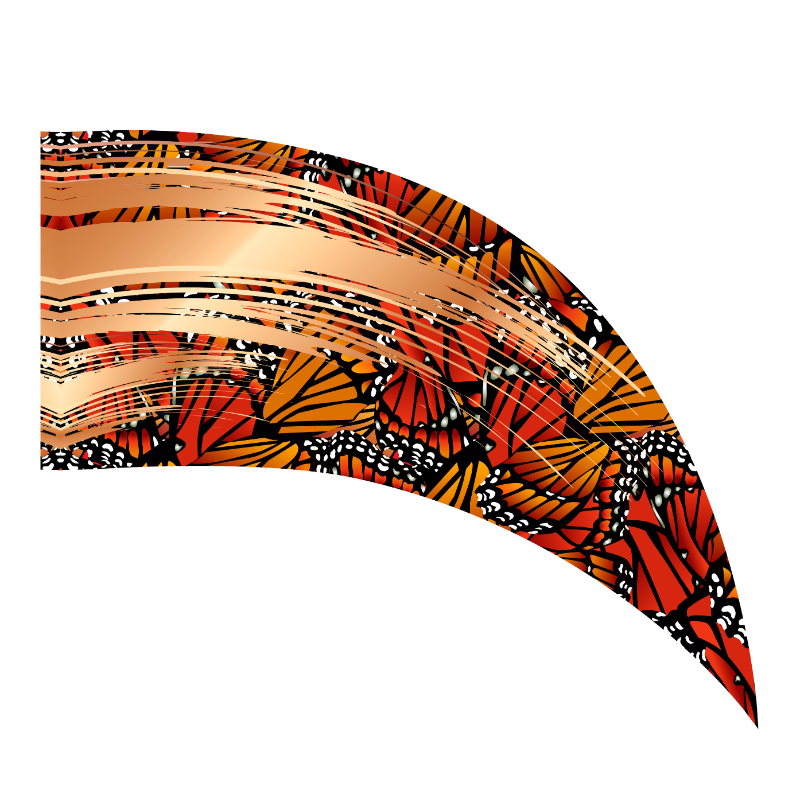 Decorative headband with butterfly pattern on a white background