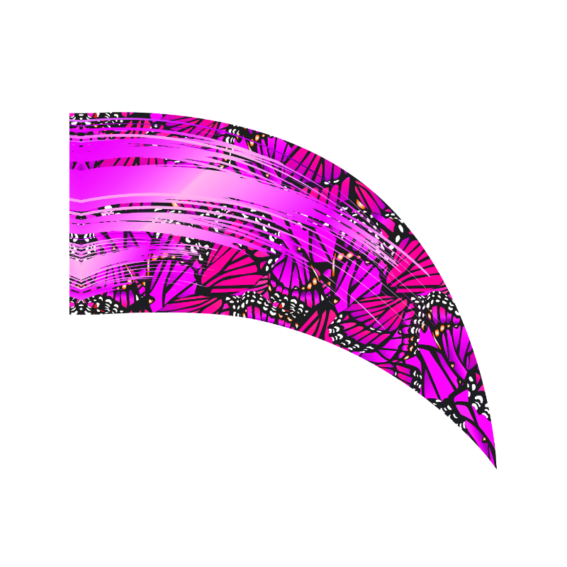 Futuristic helmet with pink and black abstract design on a white background