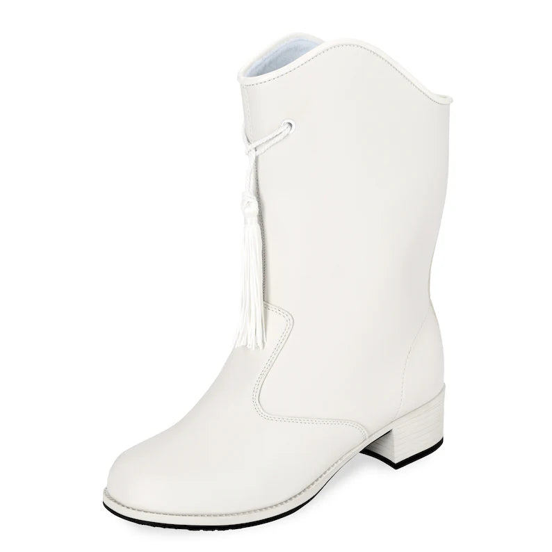 White ankle boot on a white background