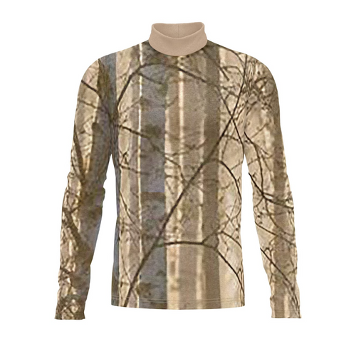 Long-sleeve shirt with tree pattern on a white background