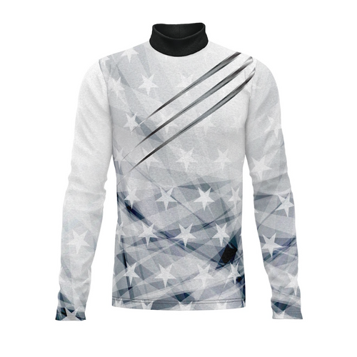 Long-sleeve shirt with star pattern on a white background