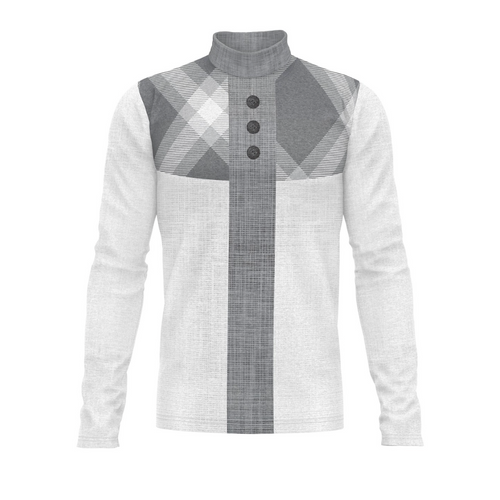 Long-sleeve shirt with plaid pattern on a white background