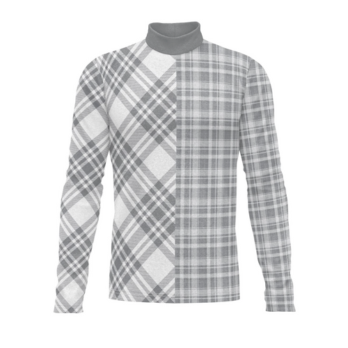 Plaid shirt with gray turtleneck on a white background