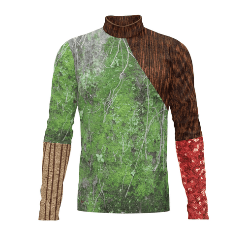 Long-sleeve shirt with a nature-themed design on a white background
