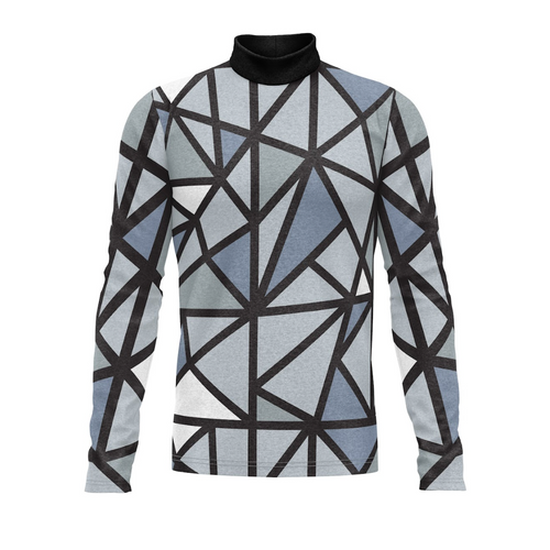 Geometric patterned sweater on a white background