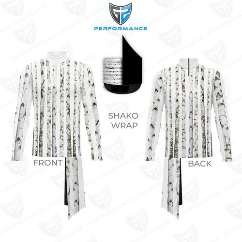 Shako wrap with front and back views on a white background, featuring the Performance logo.